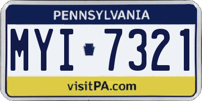 PA license plate MYI7321