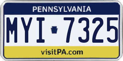 PA license plate MYI7325