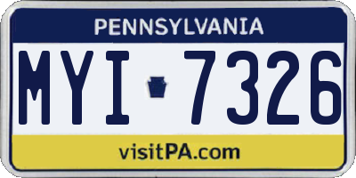 PA license plate MYI7326