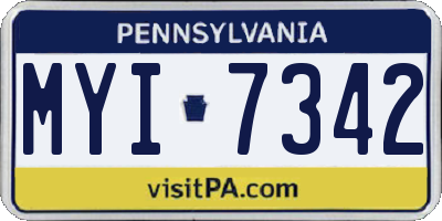 PA license plate MYI7342