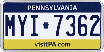 PA license plate MYI7362