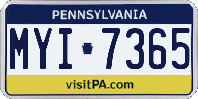 PA license plate MYI7365