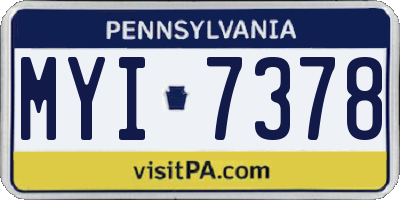 PA license plate MYI7378