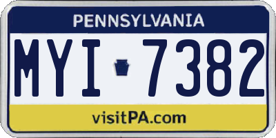 PA license plate MYI7382