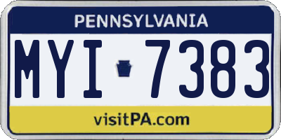 PA license plate MYI7383