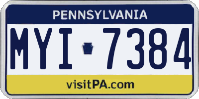 PA license plate MYI7384