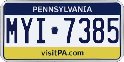 PA license plate MYI7385