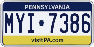 PA license plate MYI7386