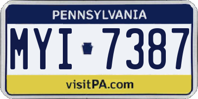 PA license plate MYI7387