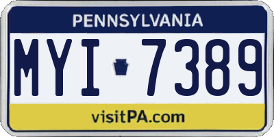 PA license plate MYI7389