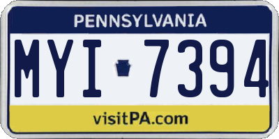 PA license plate MYI7394