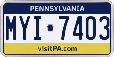 PA license plate MYI7403