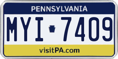 PA license plate MYI7409