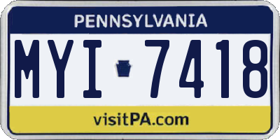 PA license plate MYI7418