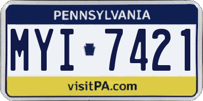 PA license plate MYI7421