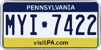 PA license plate MYI7422