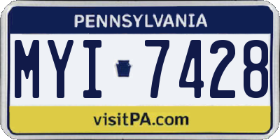 PA license plate MYI7428