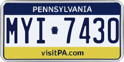 PA license plate MYI7430