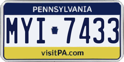 PA license plate MYI7433