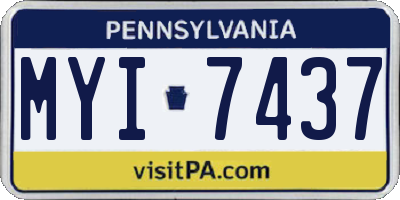 PA license plate MYI7437