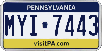 PA license plate MYI7443