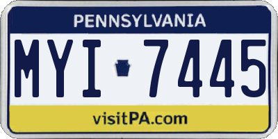 PA license plate MYI7445
