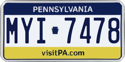 PA license plate MYI7478