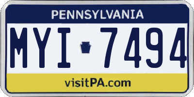 PA license plate MYI7494