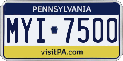 PA license plate MYI7500