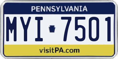 PA license plate MYI7501
