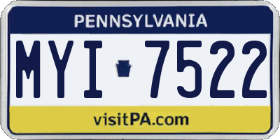 PA license plate MYI7522