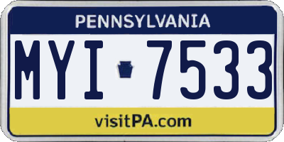 PA license plate MYI7533