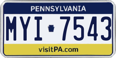 PA license plate MYI7543
