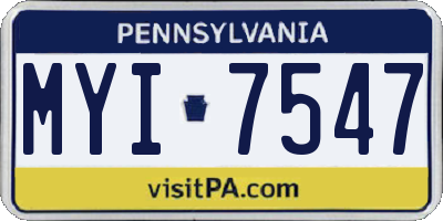 PA license plate MYI7547