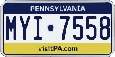 PA license plate MYI7558