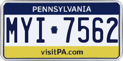 PA license plate MYI7562