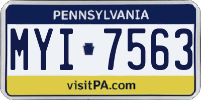 PA license plate MYI7563