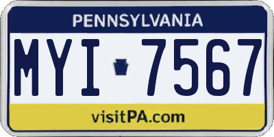PA license plate MYI7567
