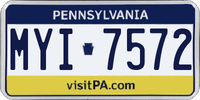 PA license plate MYI7572
