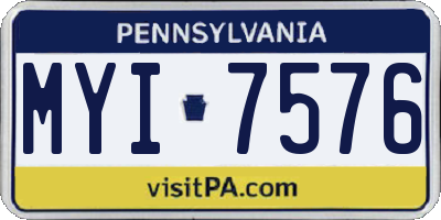 PA license plate MYI7576