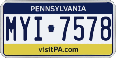 PA license plate MYI7578