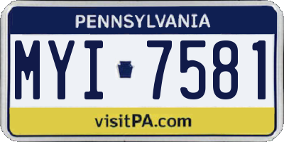 PA license plate MYI7581