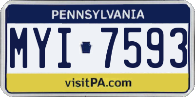 PA license plate MYI7593