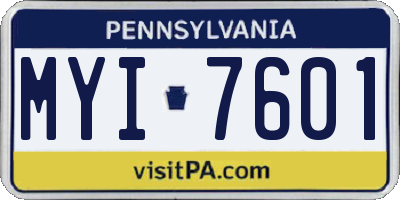 PA license plate MYI7601