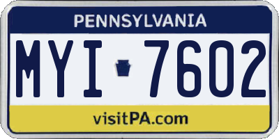 PA license plate MYI7602