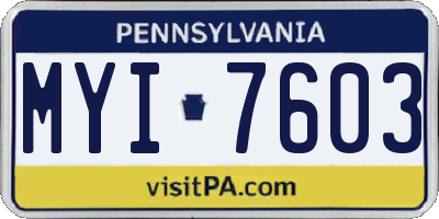 PA license plate MYI7603