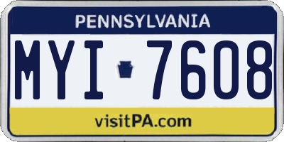 PA license plate MYI7608