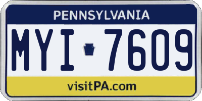 PA license plate MYI7609