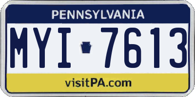 PA license plate MYI7613