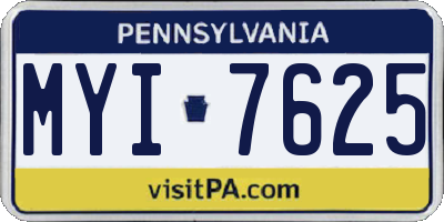PA license plate MYI7625
